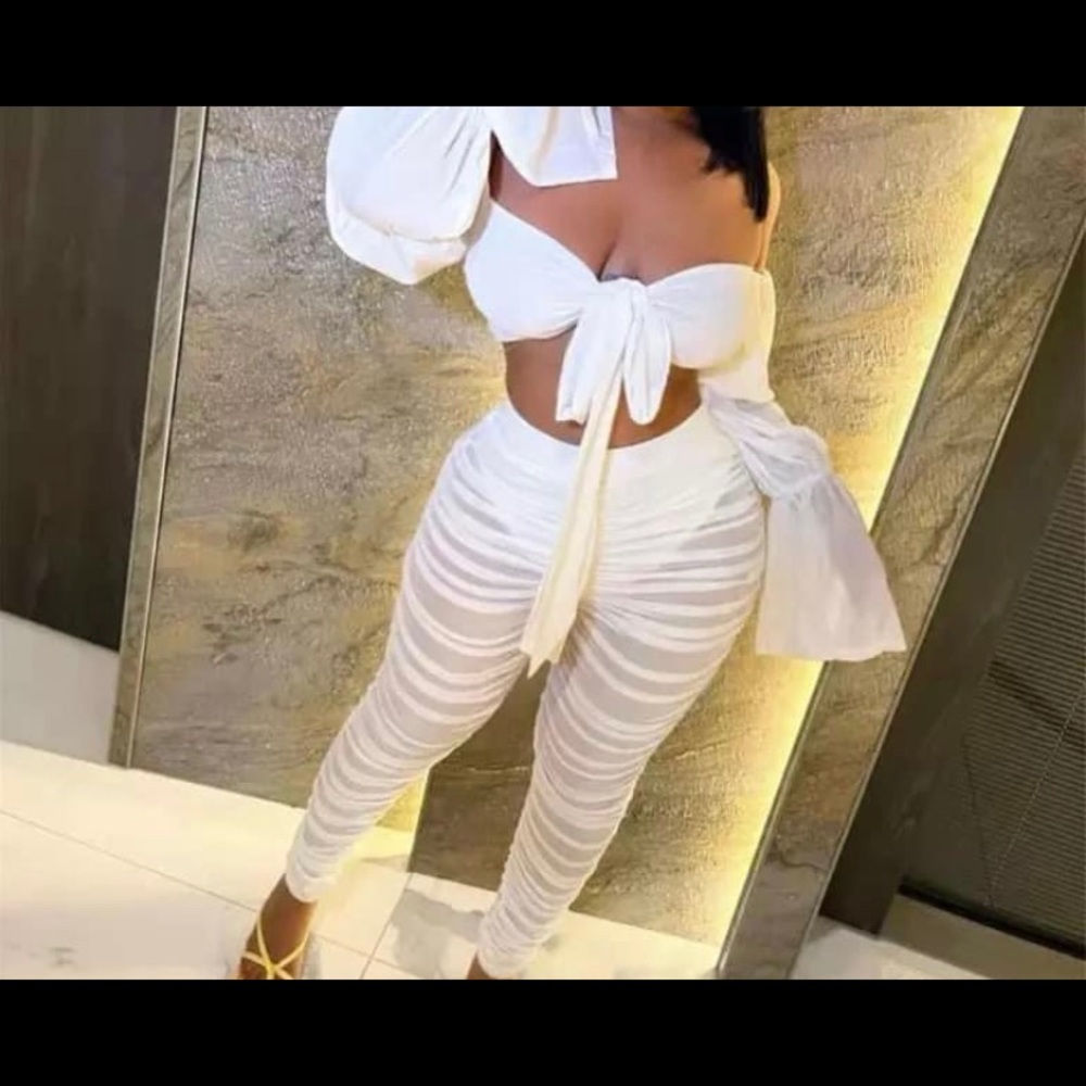 2 piece white outfit